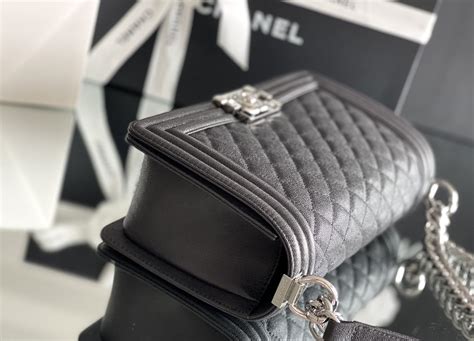 chanel a67086 black le boy flap shoulder bag distressed|Large BOY CHANEL Handbag Calfskin & Ruthenium.